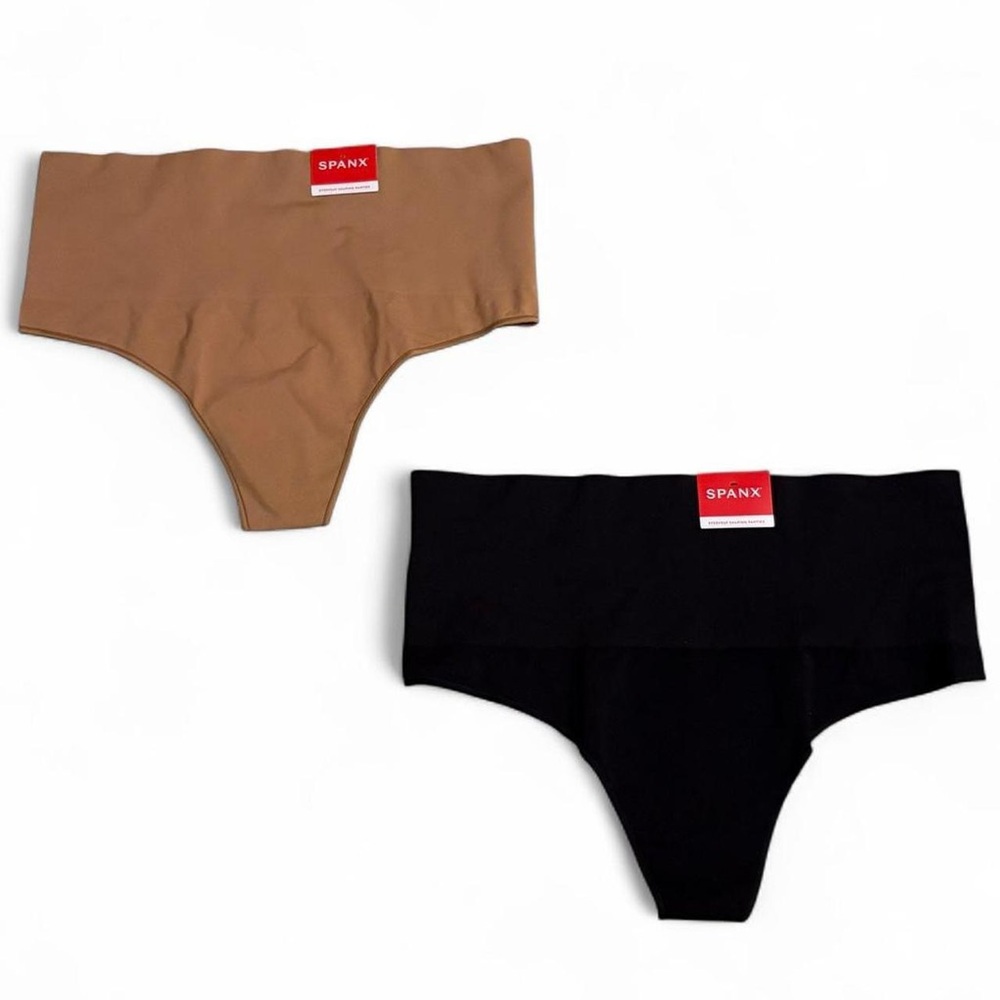 Lot of 2 SPANX SPANXshape™ ExtraOrdinary Thong Underwear in Black & Naked